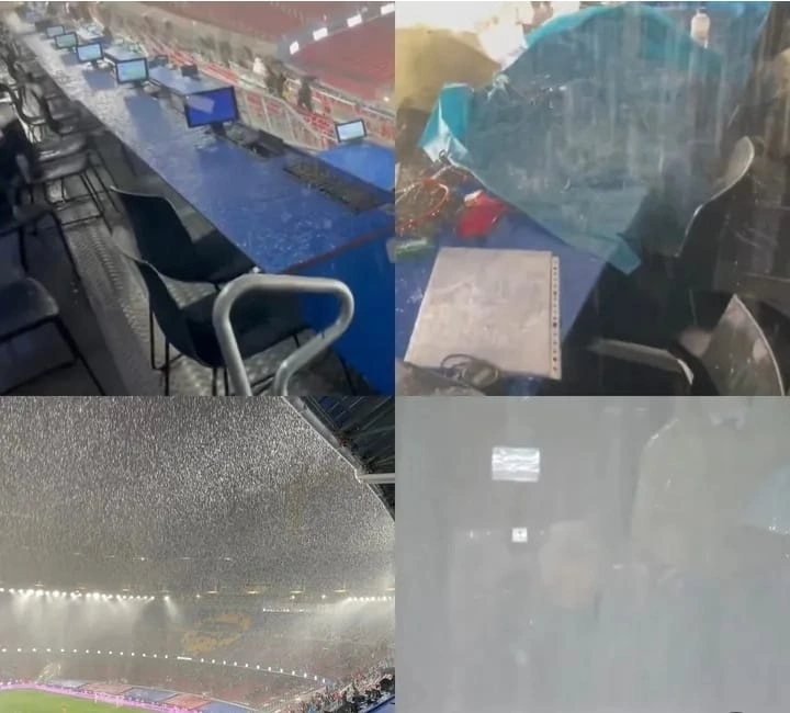 Hujan deras di Stadion Camp Nou Barcelona