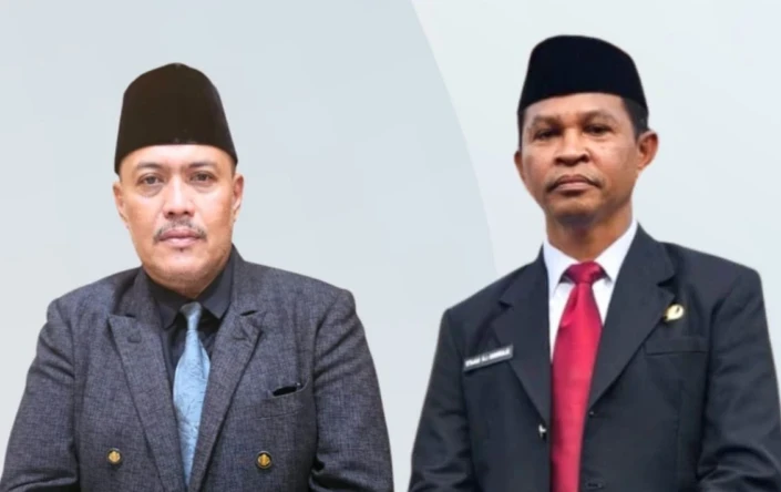 Kepala DLH Bone, H Dray Vibrianto (Dasi Biru) dan Essau, Kepala Inspektorat Bone (Dasi merah). Keduanya dikenal pejabat berkinerja baik.