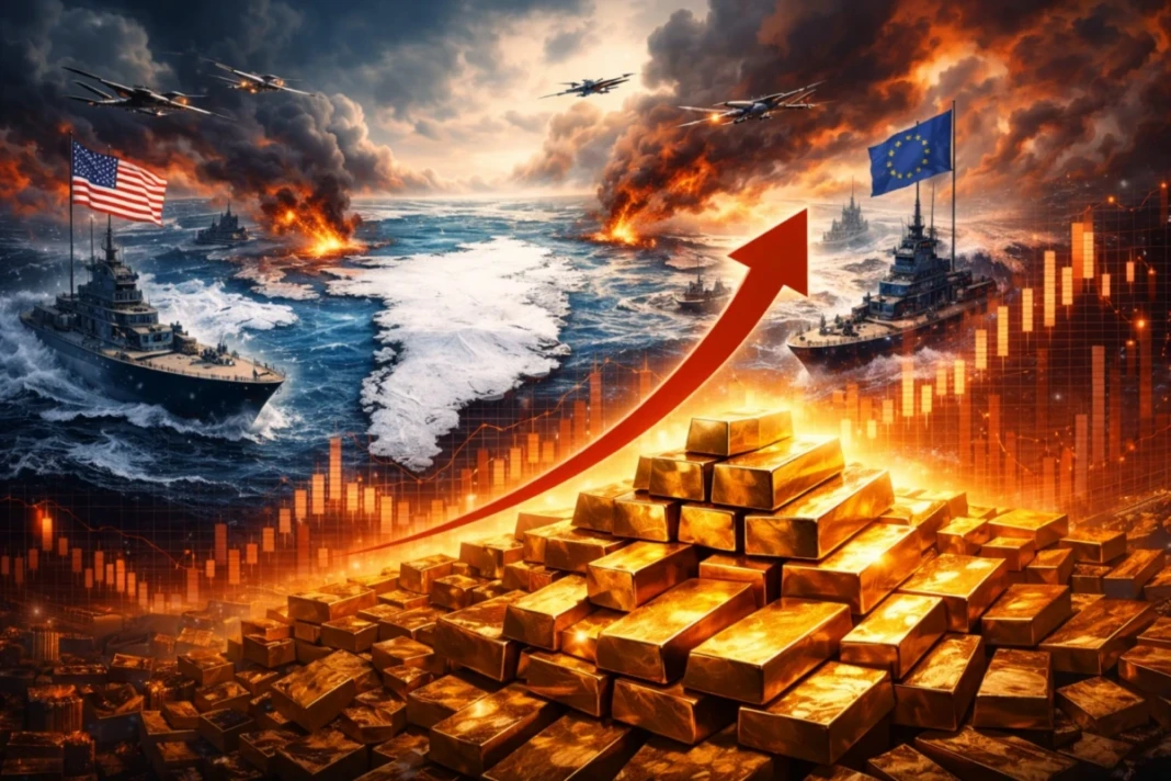 Ketegangan geopolitik di Greenland antara Amerika Serikat dan Eropa memicu pelarian investor global ke aset aman, mendorong harga emas melonjak tajam di tengah gejolak pasar dunia.