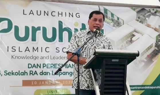 Nurdin Halid dalam peresmian Puruhita Islamic School di Gowa, Sabtu (10:1:2026)