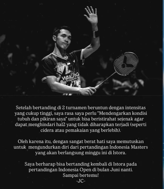 Pernyataan yang disampaikan Jonatan di ig storynya