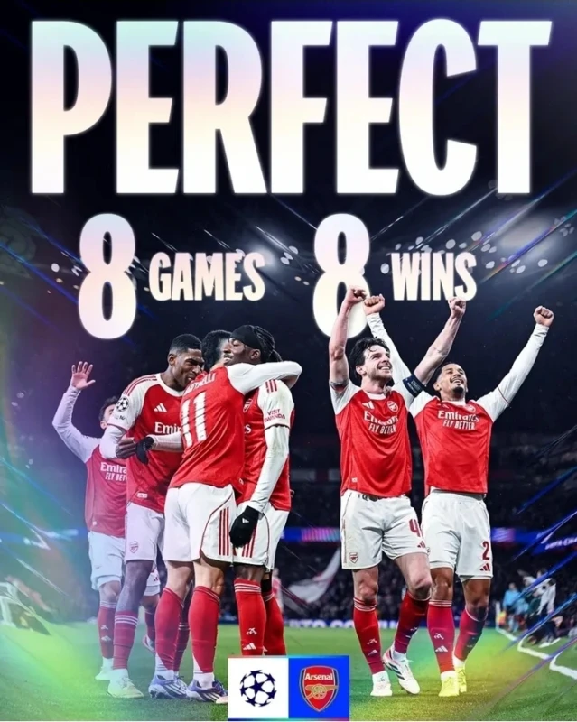 Arsenal Sempurna 8 Kemenangan di liga Champions. source championsleague