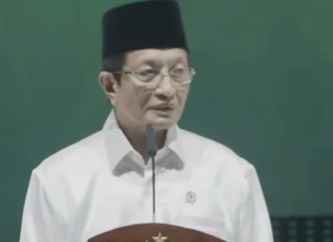 Tangkapan layar saat Menteri Agama pada live streaming perayaan NU satu abad