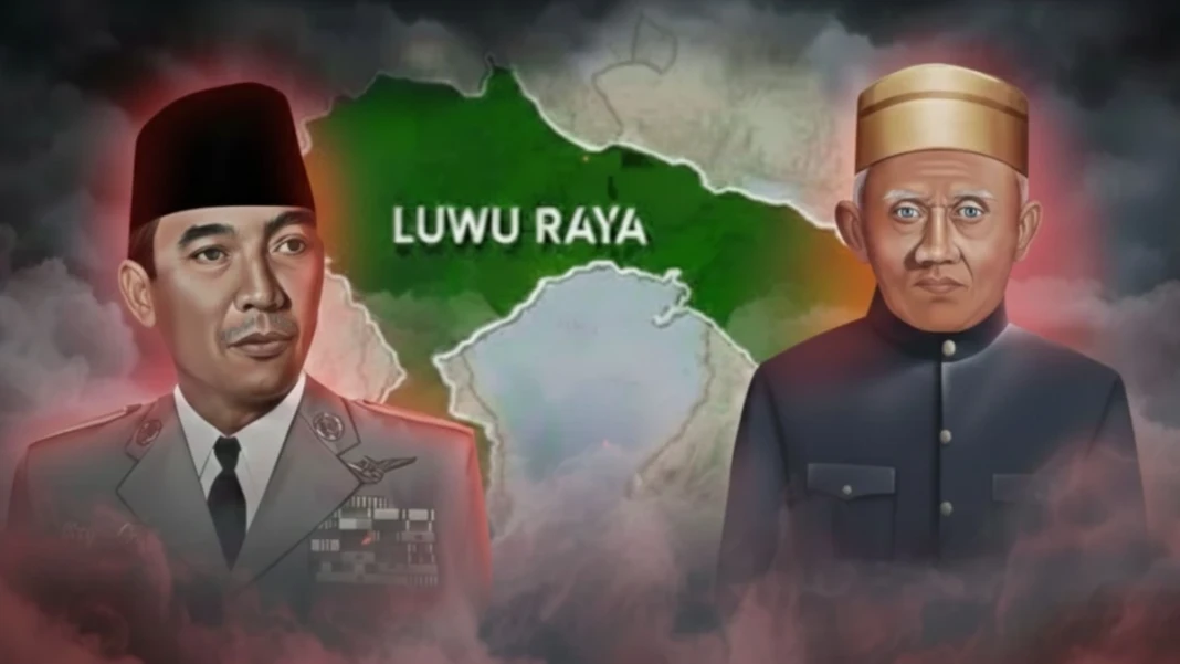 Ilustrasi Seokarno yang menjanjikan pemekaran Luwu Raya kepada Andi Djemma.