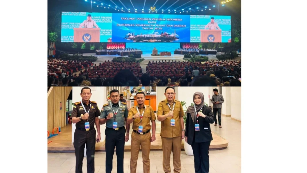 Bupati Bone Andi Asman Sulaiman dan jajarannya menghadiri Rakornas di SICC, Senin (2:2:2026)