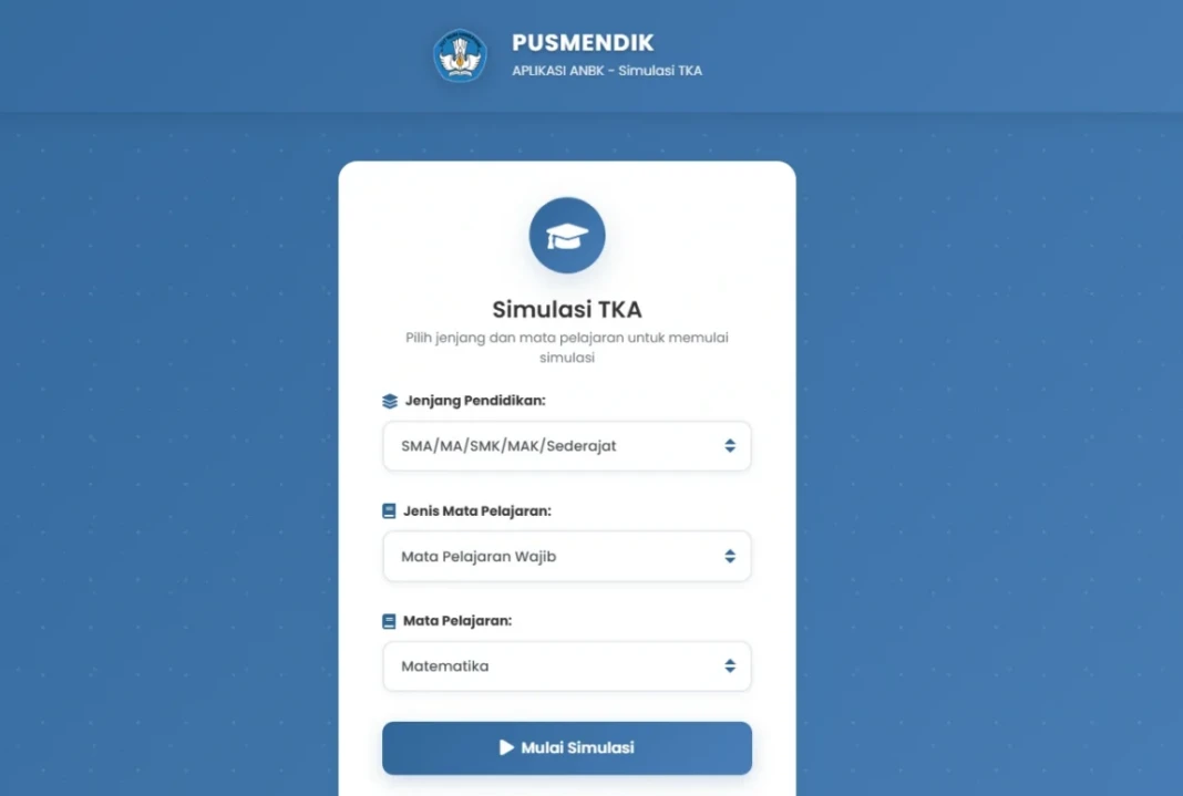 Simulasi Tes Kemampuan Akademink (TKA) 2026 bagi siswa jenjang Sekolah dasar (SD) dan Sekolah Menengah Pertama (SMP) oleh Kemendikdasmen. Dok/tangkapanlayar