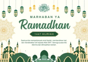 Hijau dan Krem Modern Marhaban Ya Ramadhan Card 