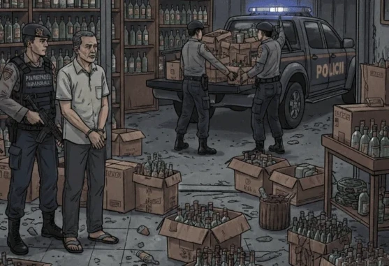 Ilustrasi penyitaan miras