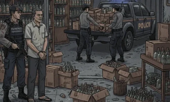 Ilustrasi penyitaan miras