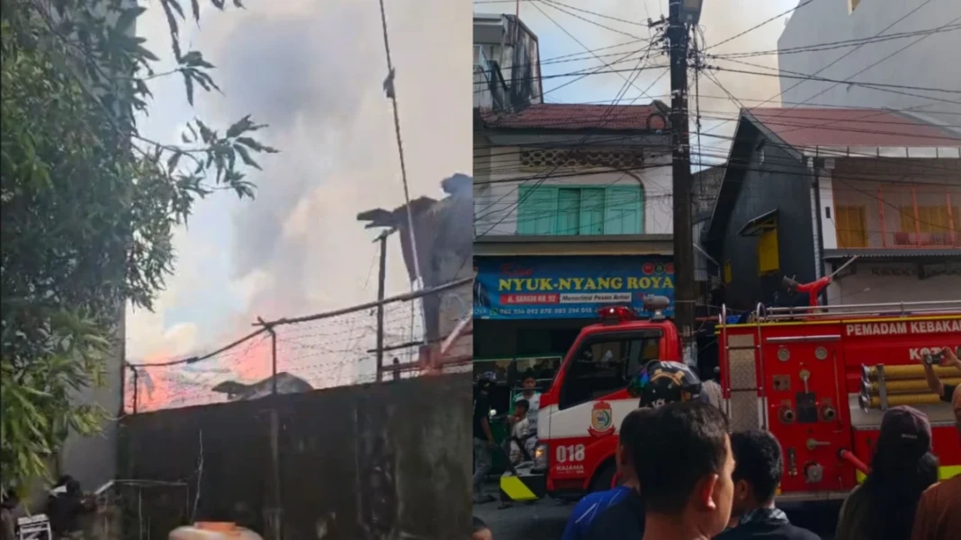 Kebakaran di Jalan Sangir Makassar, Senin 