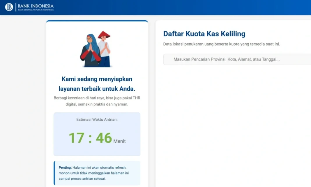 Laman PINTAR BI untuk melakukan pemesanan tukar uang baru.