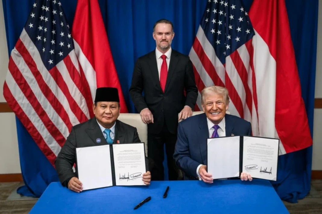 prabowo-donald trump tandatangani perjanjian dagang timbal balik
