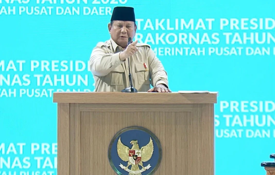 Prabowo Subianto dalam Rakornas 2026, Senin (2:2:2026)