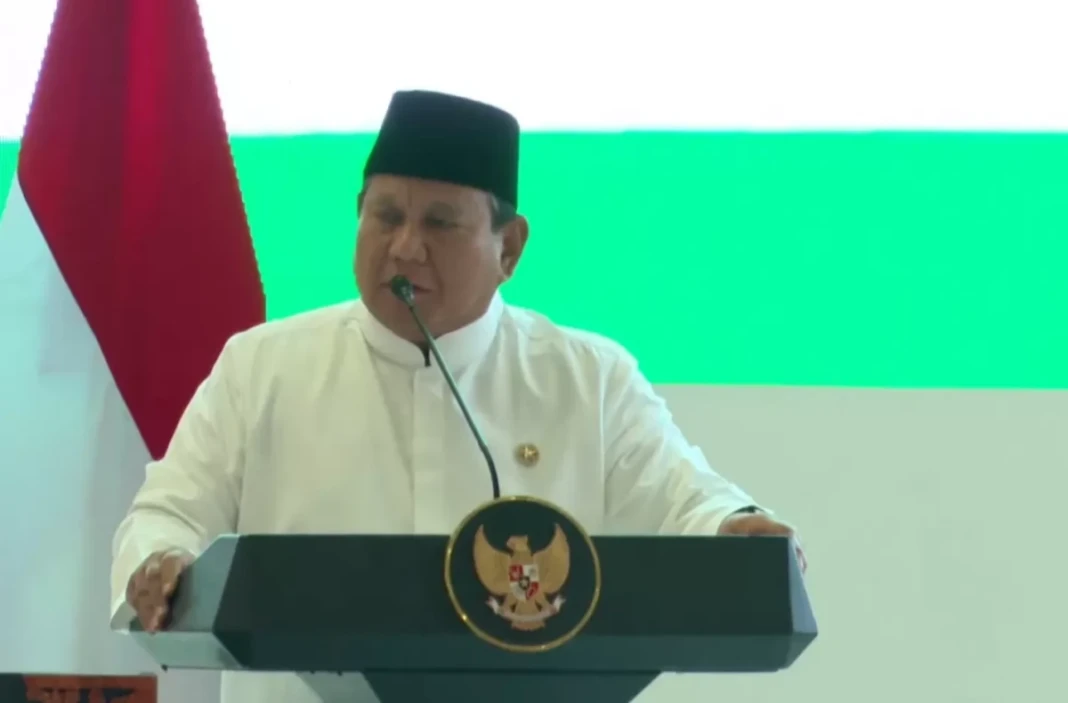 Presiden Prabowo Subianto saat pengukuhan pengurus MUI