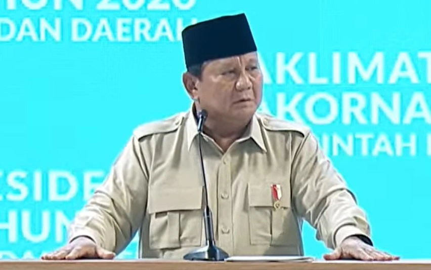 Presiden RI Prabowo Subianto saat membuka Rapat Koordinasi Nasional (Rakornas) Pemerintah Pusat dan Daerah Tahun 2026 di Sentul International Convention Center (SICC), Kabupaten Bogor, Jawa Barat, Senin