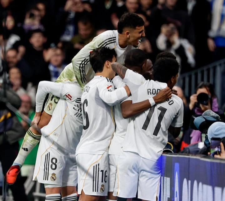 Perayaan gol para pemain Real Madrid atas kemenangan lawan Rayo Vallecano di Stadio Bernabeu.