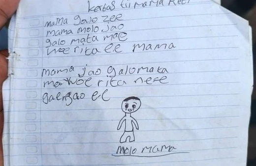 Surat yang ditinggalkan siswa SD di NTT sebelum mengakhiri hidupnya.