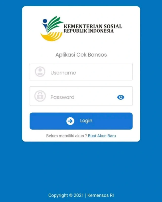 Tampilan depan cek bansos Kemensos melalui aplikasi