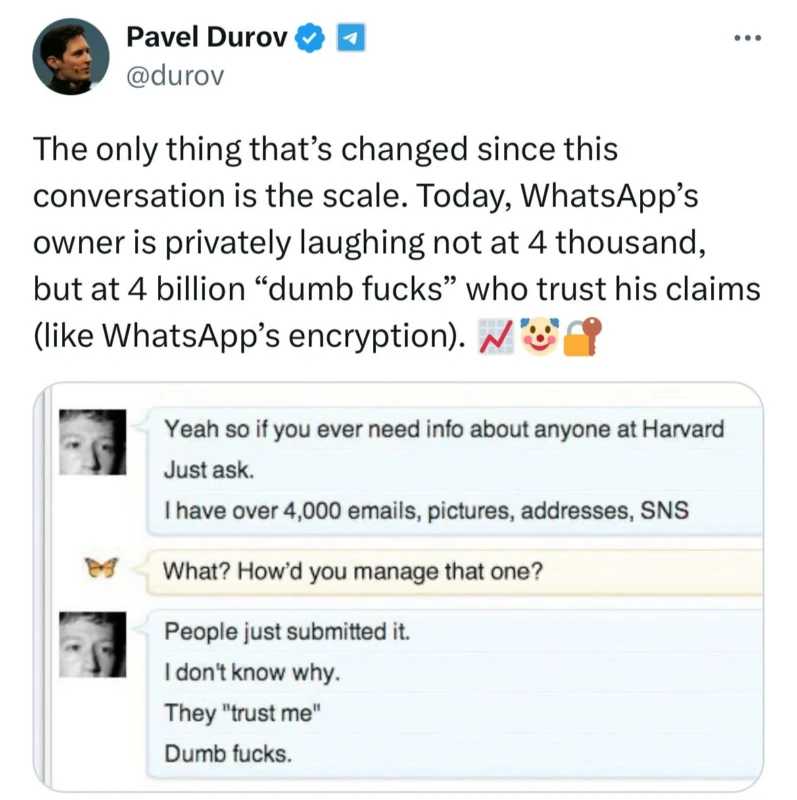 Tangkapan layar Pavel Durov di X