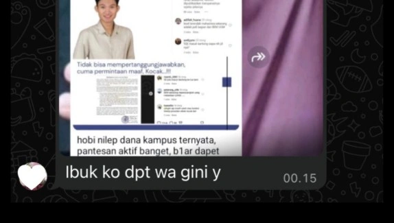 Tangkapan Layar percakapan Tiyo dan Ibunya via WhatsApp