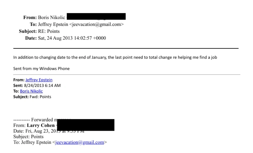 Tangkapan layar salah satu dokumen Eipstein yang dibuka ke publik. Dok. Departemen Kehakiman Amerika Serikat.