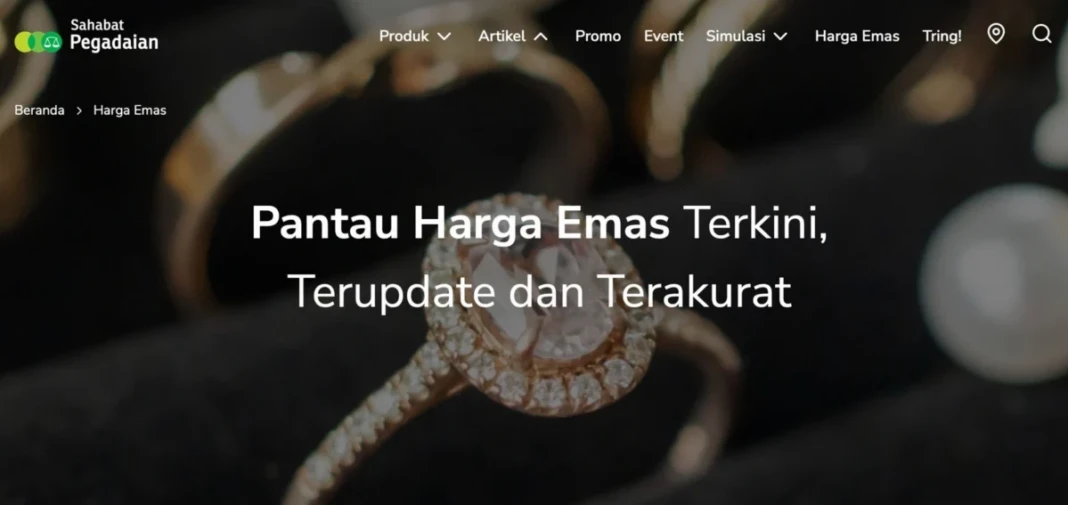 Tangkapan layar situs resmi Pegadaian