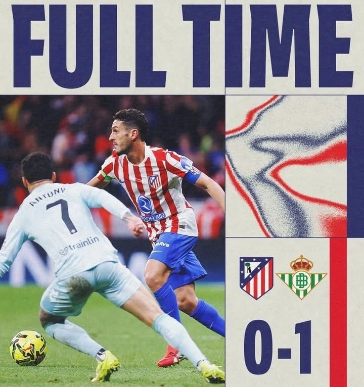 Hasil pertandingan Atletico Madrid 0-1 Real Betis pada lanjuta Laliga di stadion Wanda Metropolitano. dok/atletico