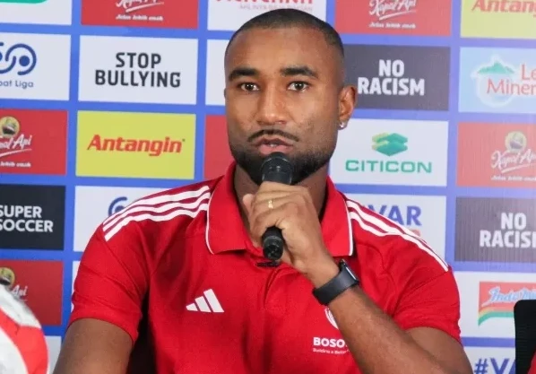 Kapten PSM Makassar, Yuran Fernandes pada konferensi pers duel vs Persebaya Surabaya pada 25 Februari 2026 pukul 21.30 WIB pekan ke-23 Liga 1 musim 2025/2026 di Stadium Gelora Bung Tomo. dok/psm_makassar