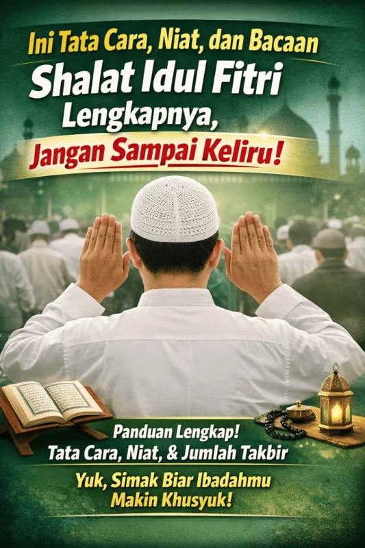 Berikut tata cara shalat Idul Fitri dan bacaannya lengkap.