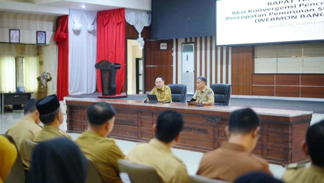 akil Bupati Bone Dr H Andi Akmal Pasluddin SP MM saat memimpin rapat teknis aksi konvergensi pencegahan dan percepatan penurunan stunting Tahun 2026