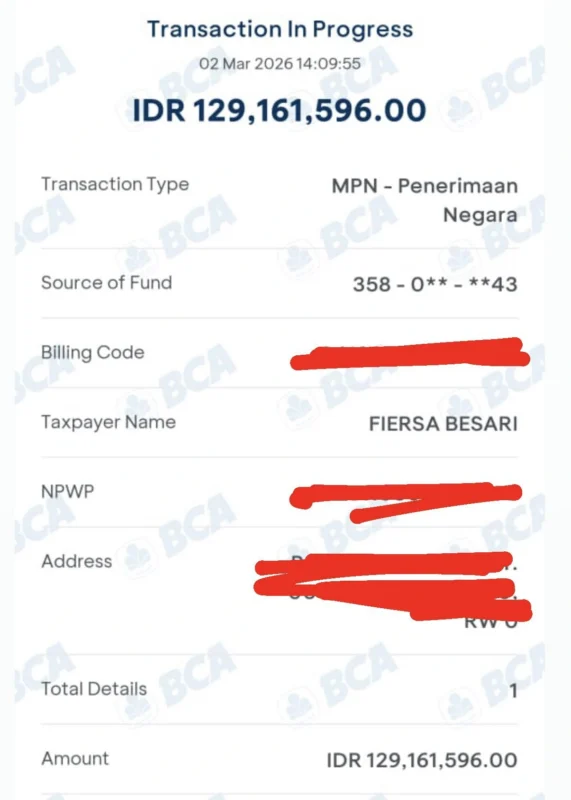 Bukti bayar pajak Fiersa Besari yang diunggah di akun Instagram dan X miliknya