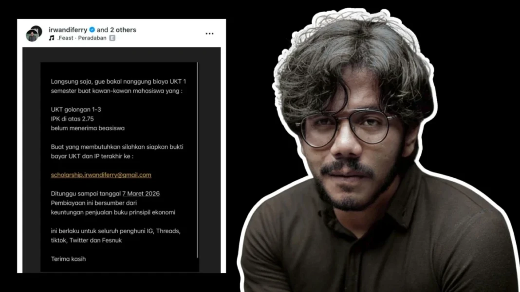 Ferry Irwandi membuka bantuan pembayaran UKT untuk mahasiswa