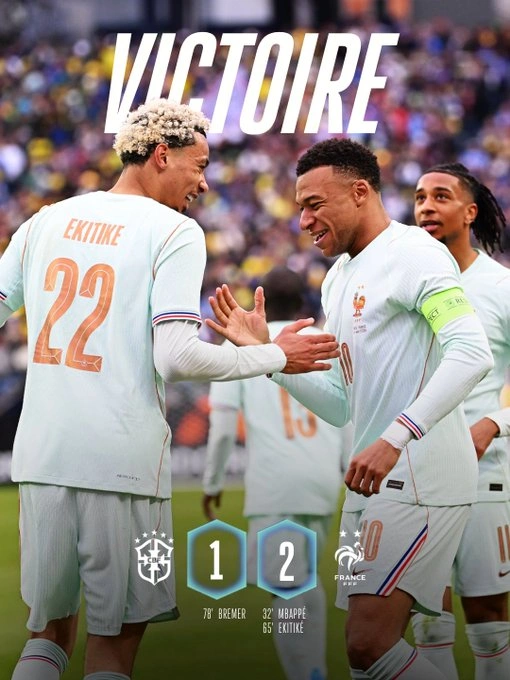 Selebrasi pemain Prancis setelah gol ke gawang Brasil