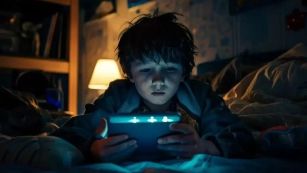 Ilustrasi anak bermain media sosial