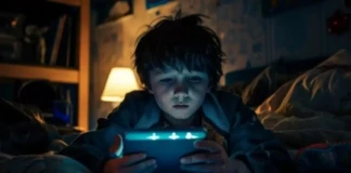 Ilustrasi anak bermain media sosial