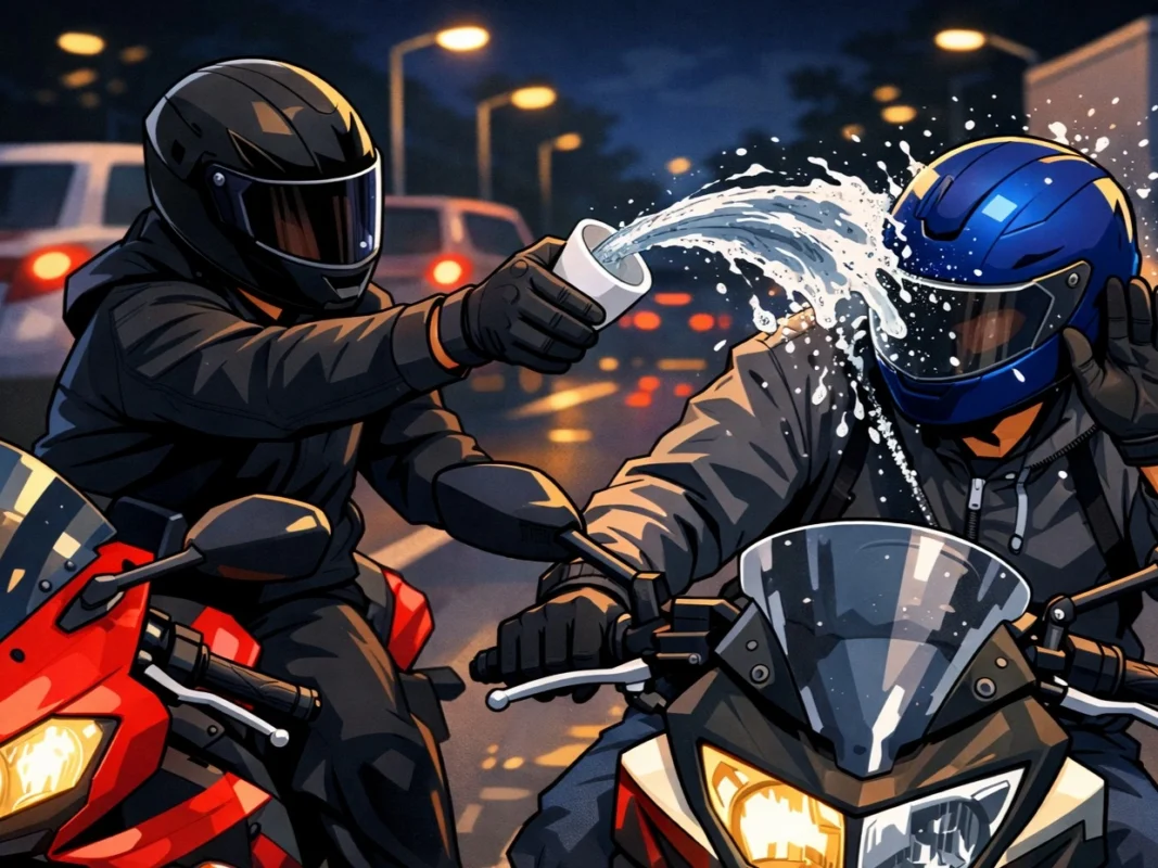 ilustrasi penyiraman air keras