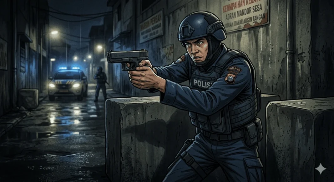 Ilustrasi polisi menembak