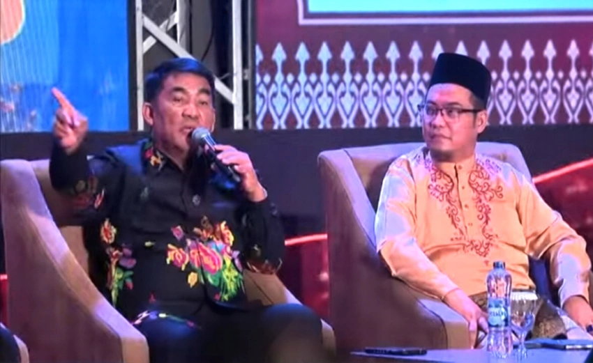 Gubernur Provinsi Sulawesi Utara (Sulut), Mayor Jenderal TNI (Purn.) Yulius Selvanus Komaling pada pertemuan Saudagar Bugis Makassar (PSBM) XXVI 2026 yang digelar di Hotel Claro Makassar, 25–27 Maret 2026.