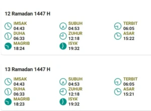Jadwal imsakiyah Makassar hari ke-12 dan 13 Ramadan 1447 H. Dok. Bimas Islam Kemenag RI.