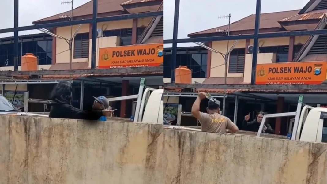 Pria dengan Riwayat Gangguan Mental Mengamuk di Halaman Polsek Wajo Makassar
