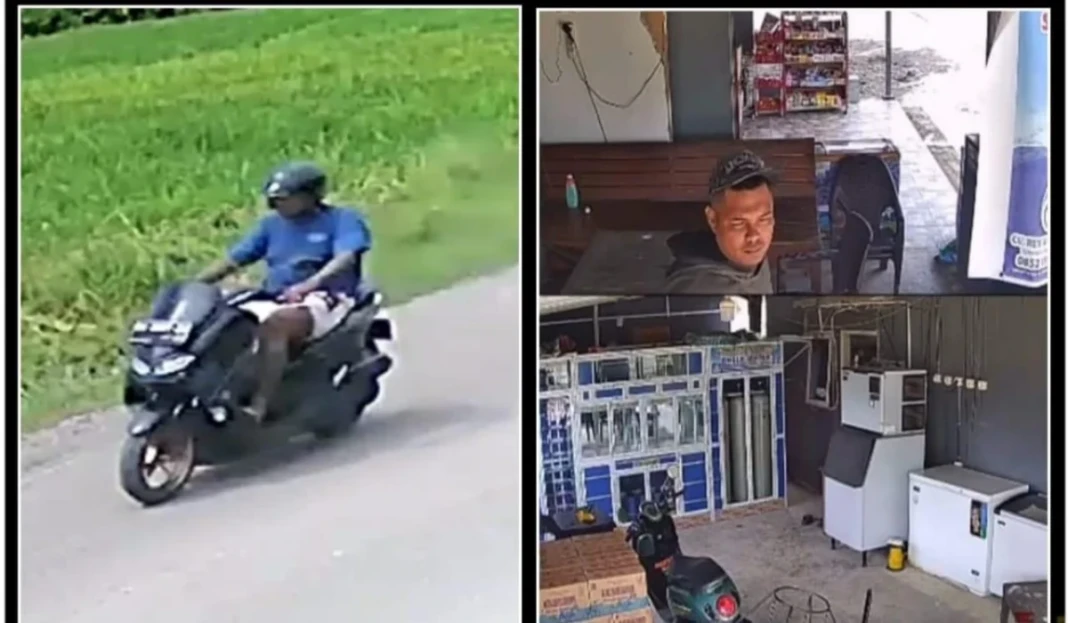 Rekaman CCTV saat pelaku beraksi menggasak motor milik korbannya.