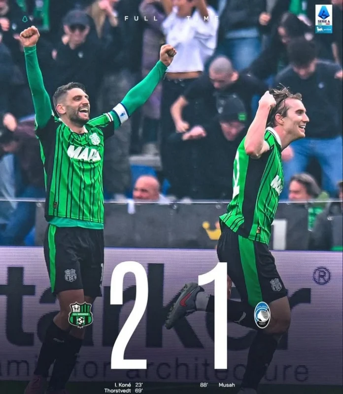Sassuolo mengalahkan Atalanta 2-1 pada pekan ke-27 Serie A 2026. Dok/Sassuolo