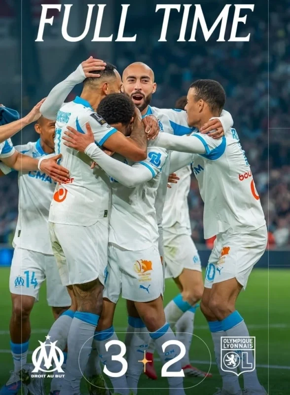 Marseille menang dramatis 3-2 atas Lyon pada pekan ke-24 Ligue 1 2026. dok/marseille