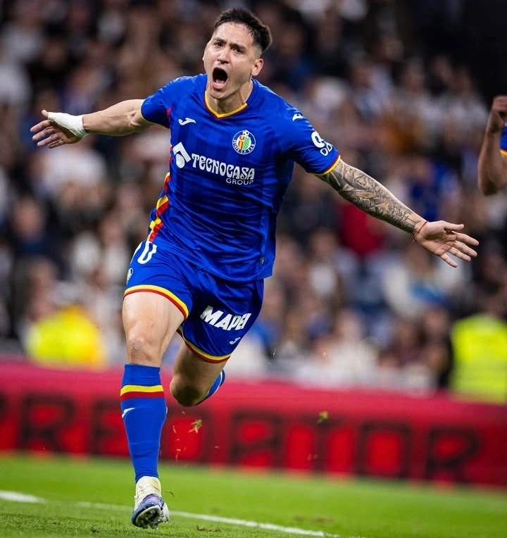 Gol Martin Satriano memastikan Real Madrid kalah 0-1 dari Getafe pada pekan ke-26 La Liga 2026 di stadion Bernabeu. dok/getafe