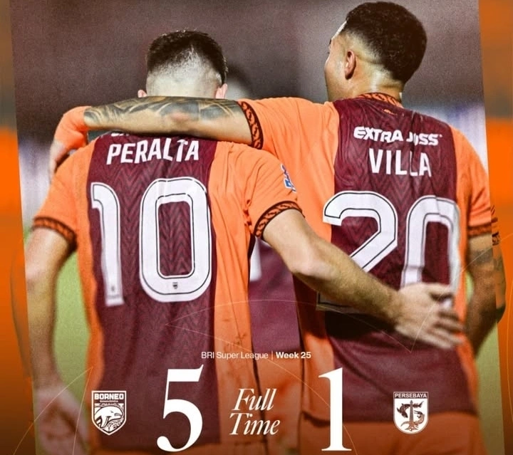 Borneo FC pesta gol setelah mengalahkan Persebaya Surabaya dengan skor 5-1 pada pekan ke-25 Indonesian Super League. J. Villa mencetak dua gol dan membawa Pesut Etam tampil dominan sepanjang laga.