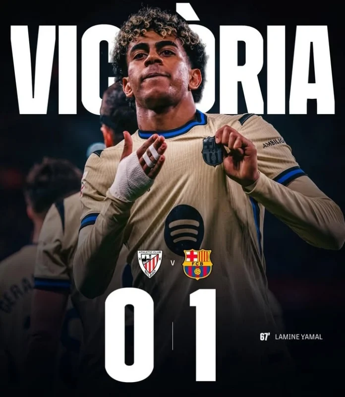 Barcelona berhasil meraih kemenangan tipis 1-0 atas Athletic Bilbao lewat gol Lamine Yamal dalam laga laliga. Dok/Barcelona