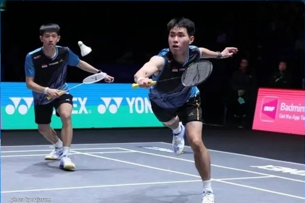 Pasangan ganda Raymond/Joaquin kalah disemifinal yang memastikan Tim Indonesia tidak ada wakil di Final All England 2026. dok/pbsi