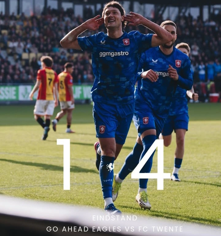 FC Twente meraih kemenangan meyakinkan 4-1 atas Go Ahead Eagles dalam laga Eredivisie. Dok/twente