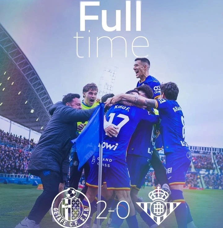 Getafe vs Real Betis skor 2-0 LaLiga pekan 27.