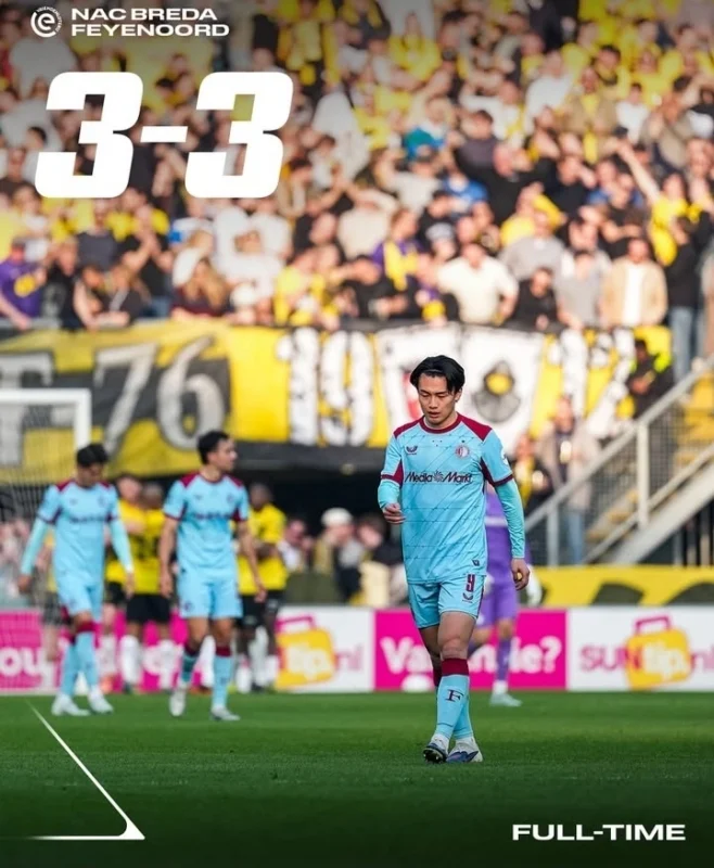 NAC Breda vs Feyenoord 3-3: Drama Enam Gol, Ueda Selamatkan Feyenoord. dok/feyenoord